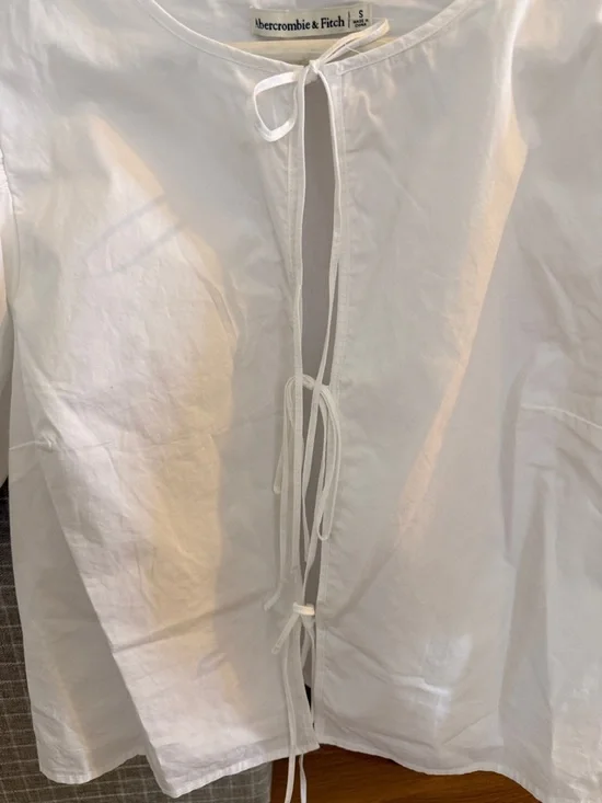 Abercrombie & Fitch White Tie-Front Cotton Blouse - Picture 3 of 3